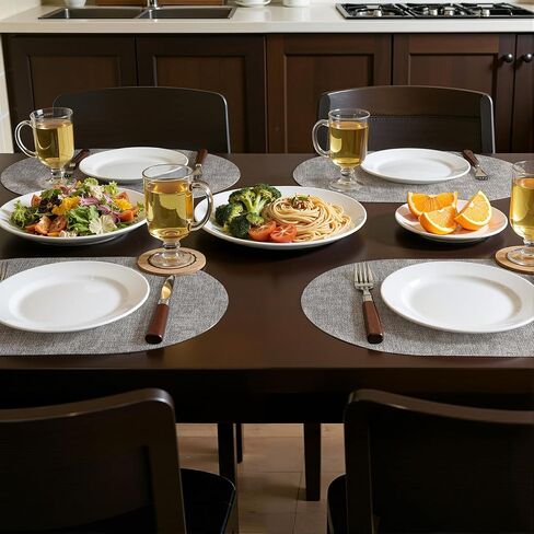 homing Placemats Set of 6, Heat Resistant Oval Faux Leather Place Mats 11.8 x 17 Inch, Waterproof Wipeable Reversible PU Placemat for Kitchen Dining Table, Indoor & Outdoor, Light Grey in Saudi Arabia