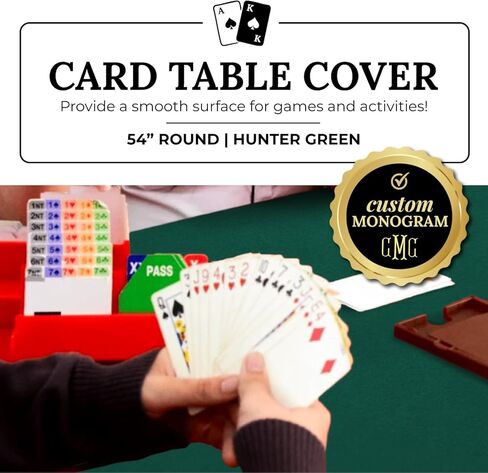 Personalized 54" Round Hunter Green Card (Bridge) Table Cover in Saudi Arabia