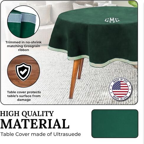 Personalized 54" Round Hunter Green Card (Bridge) Table Cover in Saudi Arabia