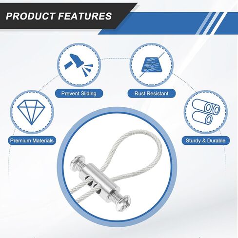 MECCANIXITY 12 قطعة 1/16 "-1/8" مشبك كابل سلك المشبك لكابل 1.5-3 مم، مشابك حبل سلك أسطوانة مزدوجة الفتحات مع سدادة براغي متقاطعة لإضاءة سلسلة إضاءة السقف الثريا in Saudi Arabia