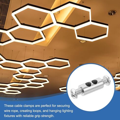 MECCANIXITY 12 قطعة 1/16 "-1/8" مشبك كابل سلك المشبك لكابل 1.5-3 مم، مشابك حبل سلك أسطوانة مزدوجة الفتحات مع سدادة براغي متقاطعة لإضاءة سلسلة إضاءة السقف الثريا in Saudi Arabia