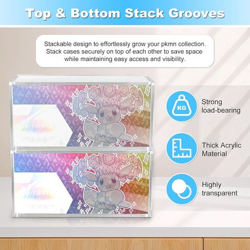 حافظة أكريليك شفافة متوافقة مع صندوق مجموعة Prismatic Evolutions Super Premium Collection، علبة عرض أكريليك سميكة قابلة للتكديس بسمك 8+5 مم لصندوق Prismatic Evolutions SPC مع غطاء مغناطيسي (14.4 بوصة طول × 3.4 بوصة عرض × 6.9 بوصة ارتفاع) in Kuwait