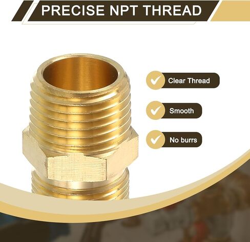 uxcell قطعتان من تركيب الأنابيب النحاسية، 1/4 بوصة OD x 1/2 بوصة NPT تركيب أنبوب ضغط نحاسي ذكر، موصل اتحاد ضغط النحاس، محول اقتران مستقيم نحاسي مناسب لأنابيب 1/4 بوصة in Kuwait