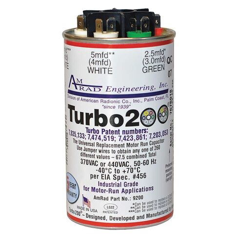 AMRAD Turbo200 Mini-Oval 2.5-15MFD 440V Oval Capacitor 1Lbs in Saudi Arabia