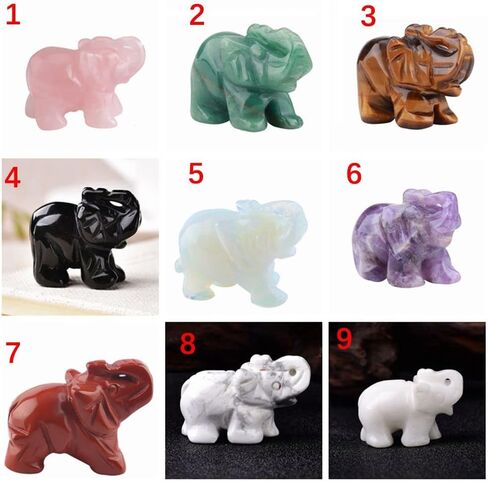 Elephant Statue Crystal 1PC Rose Quartz Home Decor Obsidian Elephant Small Decoration(5) in Saudi Arabia