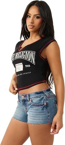 True Religion Womens Buddha Patch V Notch Tee in Saudi Arabia