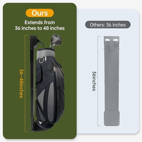 Wall Mount Golf Bag Storage Rack, Black Adjustable Club Dock for Golf Bag with 4 Expansion Bolts, Golf Bag Organizer for Garage, Golfing Clubs, Home, Basement, 36.2" to 48.4" Length Adjustment in Kuwait