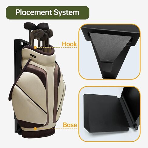 Wall Mount Golf Bag Storage Rack, Black Adjustable Club Dock for Golf Bag with 4 Expansion Bolts, Golf Bag Organizer for Garage, Golfing Clubs, Home, Basement, 36.2" to 48.4" Length Adjustment in Kuwait