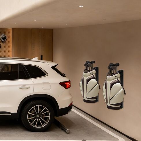 Wall Mount Golf Bag Storage Rack, Black Adjustable Club Dock for Golf Bag with 4 Expansion Bolts, Golf Bag Organizer for Garage, Golfing Clubs, Home, Basement, 36.2" to 48.4" Length Adjustment in Kuwait