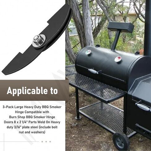 3-Pack Large Heavy Duty BBQ Smoker Hinge Compatible with Burn Shop BBQ Smoker Hinge Doors 8 x 2 1/4" Parts Weld On Heavy Duty 3/16" Plate Steel (Include Bolt, nut and washers) in Saudi Arabia
