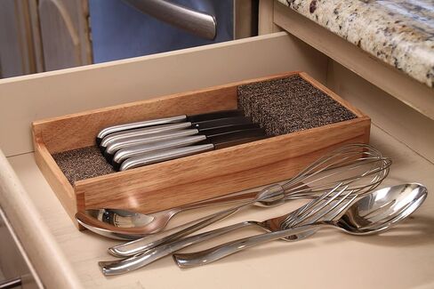 منظم سكاكين الخيزران من KNIFEdock لأدراج المطبخ - كتلة سكاكين داخل الدرج مقاس 15 بوصة مع مركب الفلين - موفر للمساحة، وتخزين آمن لسكاكينك in Saudi Arabia