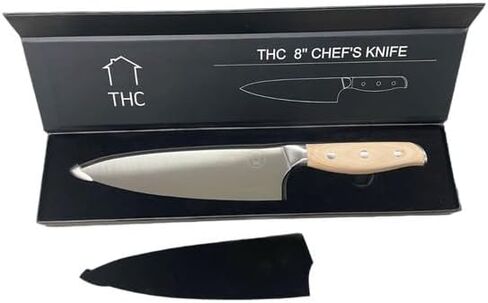 The HomeFlow Co’s 8" Chef Knife, Ultra Sharp German High Carbon Stainless Steel Kitchen Knife with Ergonomic Pakka Wood Handle, Full Tang Design, Professional Chef’s Knife with Gift Box in Saudi Arabia