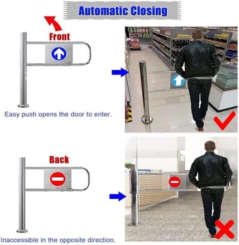 Automatic Swing Gate with Spring-Loaded Closure for Secure One-Way Access - Ideal for Employee Entry in Libraries, Supermarkets, and High-Traffic Areas,Left-wxh-40x39in in Kuwait