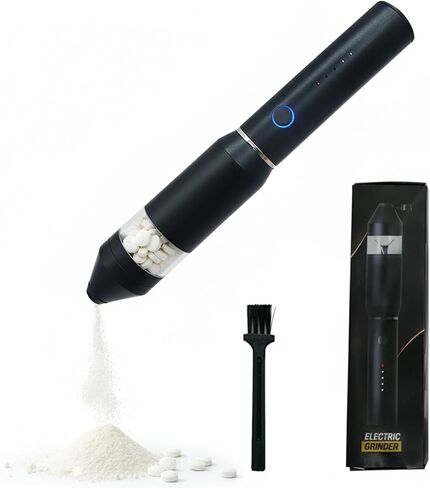 Electric Pill Crusher Grinder -Fine Powder with Stainless Steel Grinding Head for Multiple Large/Small Tablets & Vitamins - Travel-Friendly for Easy Cleaning in Saudi Arabia