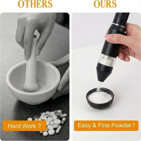 Electric Pill Crusher Grinder -Fine Powder with Stainless Steel Grinding Head for Multiple Large/Small Tablets & Vitamins - Travel-Friendly for Easy Cleaning in Saudi Arabia