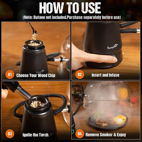 Rechargeable Patented Cold Smoking Gun – 0 Oil Smoke Contact & Prevents Tar Clogging, Type-C/Battery, Handheld Smoke Infuser for Cocktails Meat Cheese & Weed, Ideal Gift for Men (Butane not included) in Kuwait