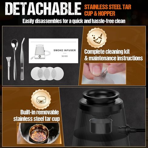 Rechargeable Patented Cold Smoking Gun – 0 Oil Smoke Contact & Prevents Tar Clogging, Type-C/Battery, Handheld Smoke Infuser for Cocktails Meat Cheese & Weed, Ideal Gift for Men (Butane not included) in Kuwait
