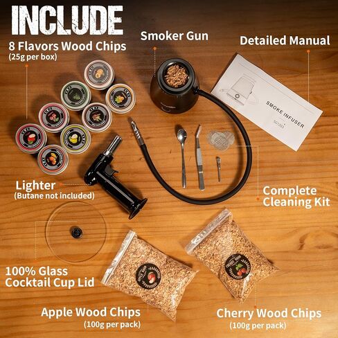 Rechargeable Patented Cold Smoking Gun – 0 Oil Smoke Contact & Prevents Tar Clogging, Type-C/Battery, Handheld Smoke Infuser for Cocktails Meat Cheese & Weed, Ideal Gift for Men (Butane not included) in Kuwait