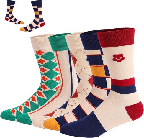 Men's Fun Dress Socks, Sizes 10-13, Soft Cotton Socks, Bright Colors, Breathable and Comfortable, Ideal Gift in Saudi Arabia