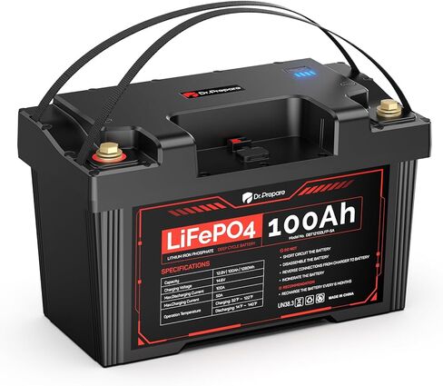 Dr.Prepare 12V 100ah LifePo4 بطارية مع شاشة الشاشة ، المجموعة 31 بطارية الدورة العميقة الليثيوم مع 100A BMS وحماية درجة حرارة منخفضة لمحرك التصيد ، البحرية ، القارب ، RV ، الطاقة الشمسية ، خارج الشبكة in Saudi Arabia