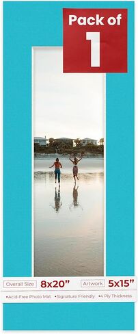 8x20 MAT Bevel Cut for 5x15 Photos - حمض حامض أبيض محكم الأبيض - للصور ، الصور ، تأطير - سمك 4 فترات in Kuwait