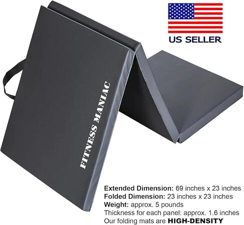 Fitness Maniac HIGH-DENSITY Firm Foam Folding Mat Thick Exercise Gymnastics Panel Gym Mats Non Slip with Carrying Handles Yoga Aerobics Workout Training in Saudi Arabia