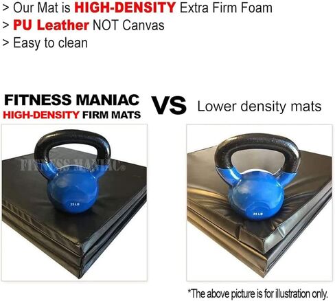 Fitness Maniac HIGH-DENSITY Firm Foam Folding Mat Thick Exercise Gymnastics Panel Gym Mats Non Slip with Carrying Handles Yoga Aerobics Workout Training in Saudi Arabia