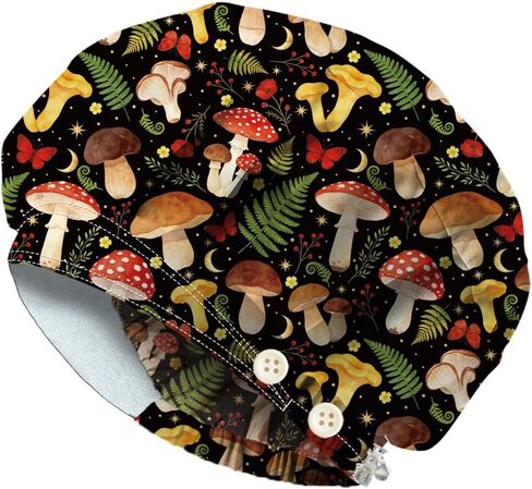 Bouffant Scrub Caps for Women Men Adjustable Cotton Nursing Working Caps with Button and Sweatband for Housework in Saudi Arabia