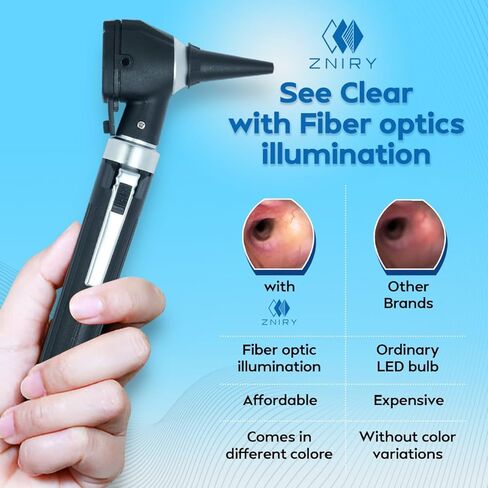 مجموعة أدوات منظار الأذن البيطرية المتميزة للاستخدام المنزلي للطلاب، منظار الأذن LED 3.5 فولت بالإضافة إلى 10 منظار (أسود) in Saudi Arabia