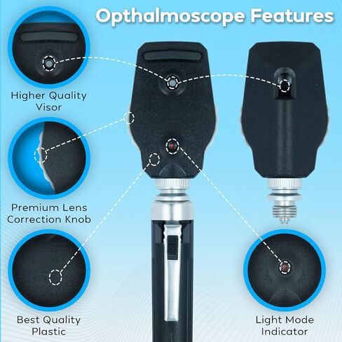 مجموعة أدوات منظار الأذن البيطرية المتميزة للاستخدام المنزلي للطلاب، منظار الأذن LED 3.5 فولت بالإضافة إلى 10 منظار (أسود) in Saudi Arabia