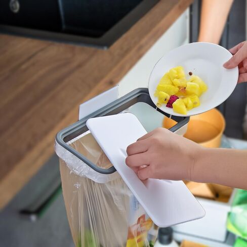 Kitchen Cabinet Hanging Trash Can with Lid, Cupboard Door Garbage Bin Rack Holder for Kitchen RV Bathroom, Space Saving Waste Bin for Food Scraps Recycling Storage in Saudi Arabia