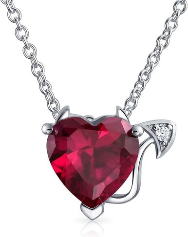 Romantic Cubic Zirconia Red AAA CZ Devil Heart Necklace Stud Earring Pendant Jewelry Set For Women Teen Rose Gold Plated .925 Sterling Silver in Saudi Arabia