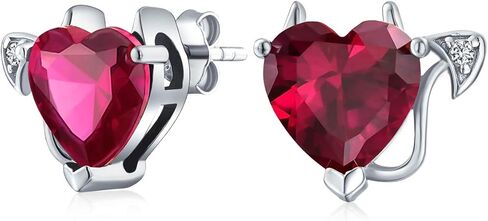 Romantic Cubic Zirconia Red AAA CZ Devil Heart Necklace Stud Earring Pendant Jewelry Set For Women Teen Rose Gold Plated .925 Sterling Silver in Saudi Arabia