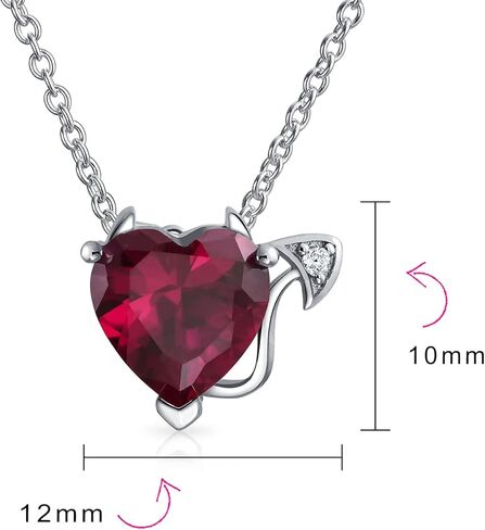 Romantic Cubic Zirconia Red AAA CZ Devil Heart Necklace Stud Earring Pendant Jewelry Set For Women Teen Rose Gold Plated .925 Sterling Silver in Saudi Arabia