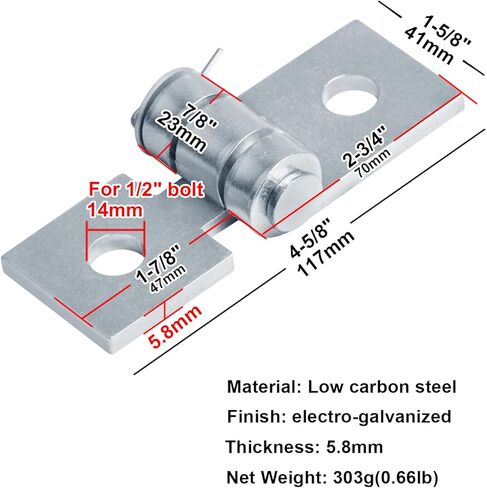 heneng 6 Pcs 2 Hole Adjustable Hinge Bracket for 1-5/8" Strut Channel, 7/32" Thick Strut Hinge,4-5/8" x 1-5/8" in Saudi Arabia