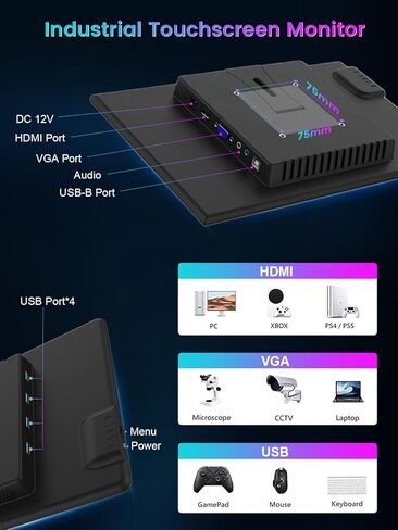 13.3 '' شاشة تعمل باللمس المحمولة ، شاشة الشاشة التي تعمل باللمس Vesa ، 1080p 10-point HDMI VGA Port Ultra-Slim Portable Laptop Monitor لجهاز الكمبيوتر الشخصي Macbook Ps Xbox Switch (13.3 بوصة) 1 in Kuwait