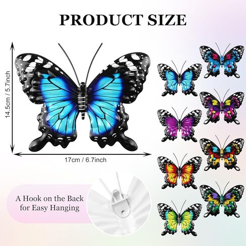 ULENDIS 4 Pack Metal Butterfly Wall Art Outdoor Decor, 9.8in Colorful Fence Wall Art Decor, Wall Sculpture Hanging Decoration for Garden Yard Living Room Bedroom Patio Balcony in Kuwait