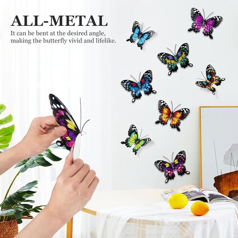 ULENDIS 4 Pack Metal Butterfly Wall Art Outdoor Decor, 9.8in Colorful Fence Wall Art Decor, Wall Sculpture Hanging Decoration for Garden Yard Living Room Bedroom Patio Balcony in Kuwait