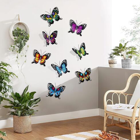 ULENDIS 4 Pack Metal Butterfly Wall Art Outdoor Decor, 9.8in Colorful Fence Wall Art Decor, Wall Sculpture Hanging Decoration for Garden Yard Living Room Bedroom Patio Balcony in Kuwait