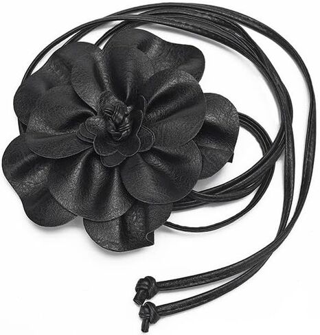Women Boho Dress Belts Flower Waist Belt PU Leather Rope Floral Waist Band Skinny Belt for Dress Shirts in Saudi Arabia