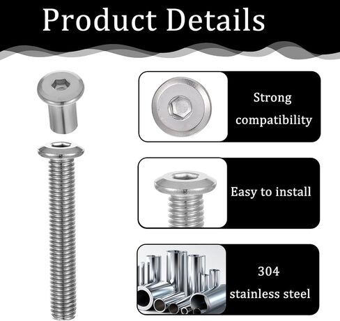 12 Pcs Trailer Hasp Bolt Set, 304 Stainless Steel Hexagon Socket Enclosed Trailer Door Latch 1.96 Inch Portable Trailers Door Latch Hasp Kit for Trailers Cam Action Hasps Accessories, Silver in Saudi Arabia