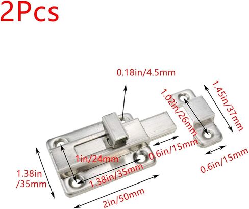 Geesatis 2 Pcs Sliding Lock Barrel Bolt Stainless Steel Sliding Latch Lock Barrel Bolt for Chests Cabinets Door Lock Bird Cage Lock Replacement, with Mounting Screws, Silver in Saudi Arabia