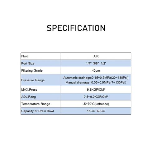 BFR2000 BFR3000 BFR4000 1/4 3/8 1/2 air Compressor Oil-Water Separator Filter Regulator air Source Processor Manual Drain(BFR2000 PC8-02) in Saudi Arabia
