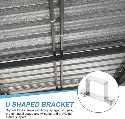 uxcell 2pcs 2" x 2" 50x50mm Square Pipe Clamp, Carbon Steel U Shaped Connector Bracket Heavy Duty Tube Strap Buckle with Gasket Screws Nuts for Tube Installation in Saudi Arabia