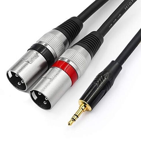 كابل ستيريو 3.5 ملم إلى ثنائي XLR مقبس صغير 1/8 بوصة إلى 2 XLR ذكر Y سلك محول مقسم - 6.6 قدم in Kuwait
