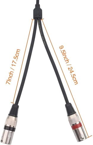 كابل ستيريو 3.5 ملم إلى ثنائي XLR مقبس صغير 1/8 بوصة إلى 2 XLR ذكر Y سلك محول مقسم - 6.6 قدم in Kuwait