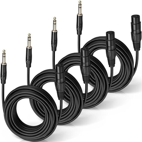 Sabary 4 حزمه 25 قدم 1/4 بوصه (6.35mm) TRS إلى XLR أنثى ستيريو جاك ميكروفون كابل ربع بوصه إلى 3 دبوس التصحيح كابل صوت عالي الدقة متوازن للآلات ، خلاط ومكبر للصوت in Saudi Arabia