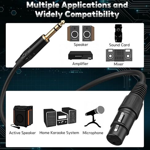 Sabary 4 حزمه 25 قدم 1/4 بوصه (6.35mm) TRS إلى XLR أنثى ستيريو جاك ميكروفون كابل ربع بوصه إلى 3 دبوس التصحيح كابل صوت عالي الدقة متوازن للآلات ، خلاط ومكبر للصوت in Saudi Arabia