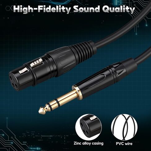 Sabary 4 حزمه 25 قدم 1/4 بوصه (6.35mm) TRS إلى XLR أنثى ستيريو جاك ميكروفون كابل ربع بوصه إلى 3 دبوس التصحيح كابل صوت عالي الدقة متوازن للآلات ، خلاط ومكبر للصوت in Saudi Arabia
