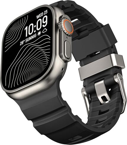 لفرقة Apple Watch Sport Band Ultra 2 Ultra 49mm 46mm 45mm 45mm 44mm ، حزام مطاطي من السيليكون الوعرة مع Clasp Metal Watch ، لسلسلة Iwatch 10 9 8 7 6 5 4 3 2 1 SE 2 in Saudi Arabia